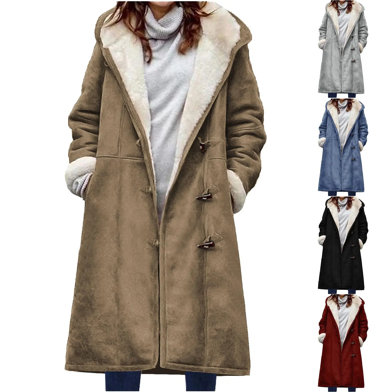 Vente en gros Nouveau manteau tendance automne et hiver double face en laine pour femmes Vestes amples avec capuche et fermeture éclair pour femmes