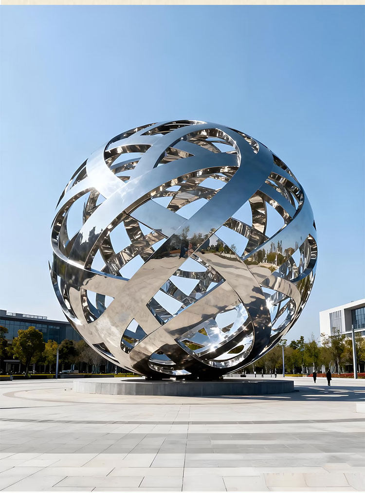 Stainless steel hollow ball sculpture