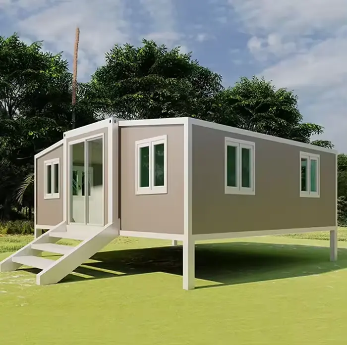 Rumah Modular logam dapat dilipat dan diperluas, rumah Cabine Prefab Kemah 20 40 kaki