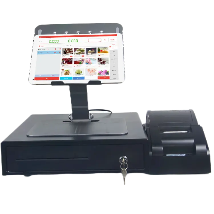 Máquina dobrável Tablet POS com 9,7 polegadas IPS Display Opcional Tamanho Caixa Gaveta e Impressora para Comercial Loja e Loja de Varejo