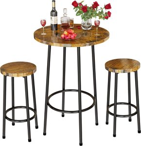 美国仓库3件套酒吧桌椅套装现代厨房柜台高度小空间餐桌套装 - Product Image 2