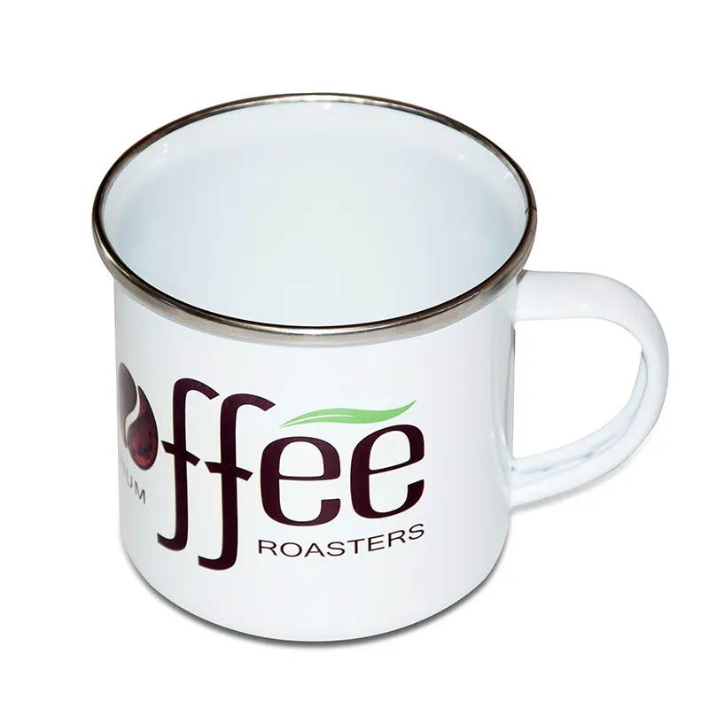 350ml Sublimation Blank enamel coffee mug heat press for gift camping advertising