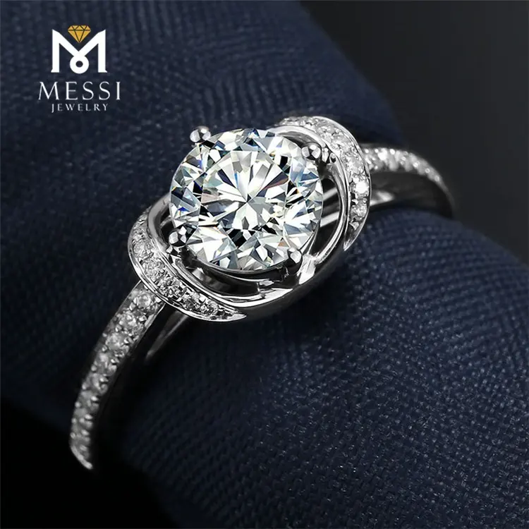 Messi Trang Sức 14K 18K Nhẫn Vàng Rắn Với 1ct Vòng Moissanite Kim Cương Nhẫn Đối Wedding Engagement Jewelry