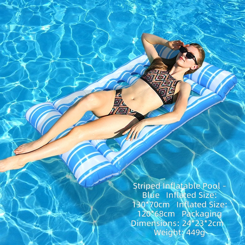 Short striped hole lounger float-blue-inflatable row