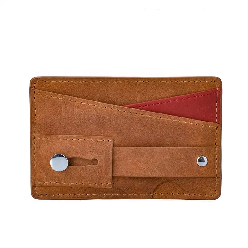 새로운 카드 홀더 휴대 전화를위한 작은 튼튼한 가죽 스티커 스마트 지갑
