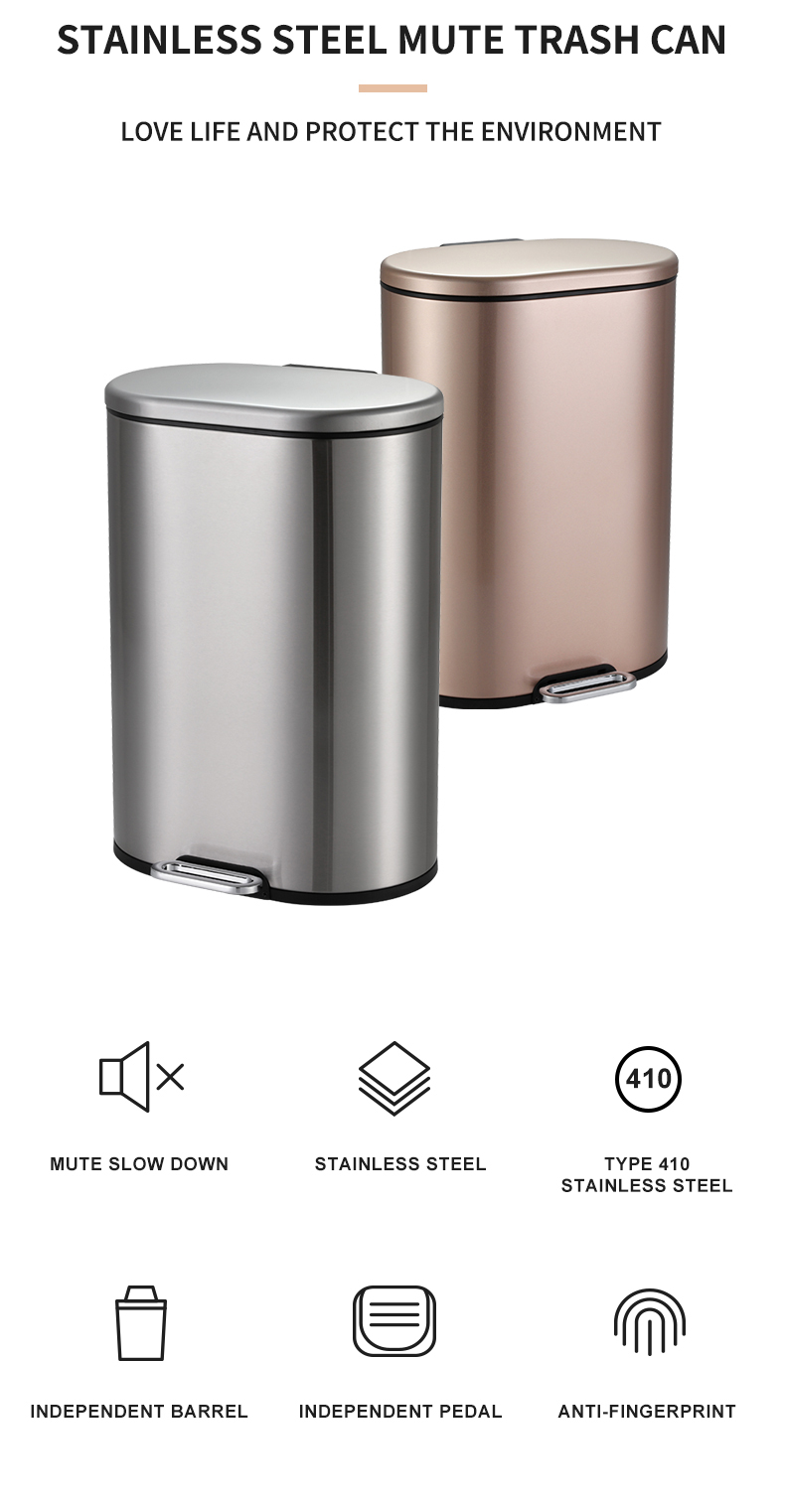 9L kitchen food waste  bins household  stainless steel garbage bin