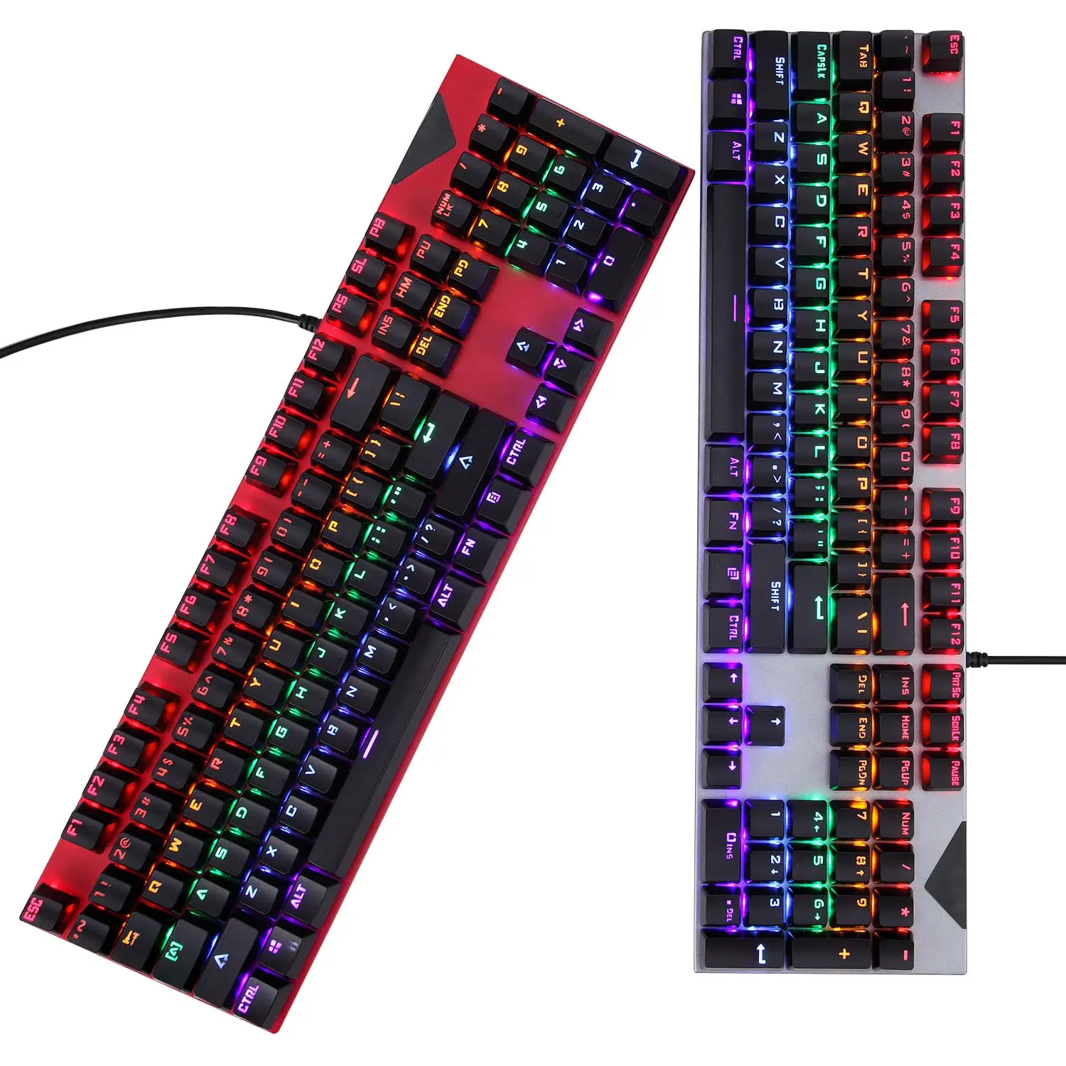 Kabel PBT Keycap Perakitan Nyata Mekanik Bercahaya Backlit Gaming Mekanis Keyboard RGB Kabel Real Teknik Keyboard