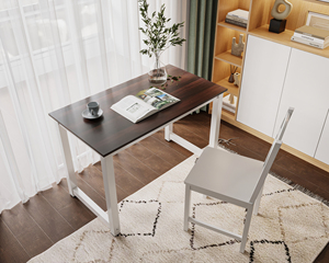 Comunicate-muebles de diseño moderno para el hogar, mesa delantera blanca para ordenador de oficina, madera, altura ajustable con estantería - Product Image 4