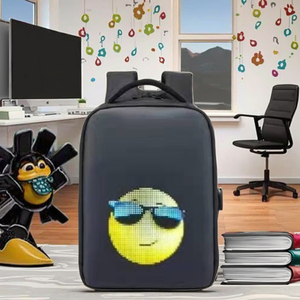 Özel DIY GIFs görüntü metin yumuşak Polyester astar fermuar kapatma ile Unisex akıllı LED ekran sırt çantası - Product Image 6