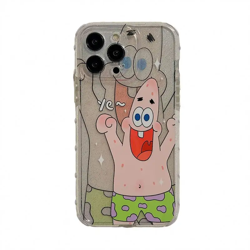 Mới nhất trường hợp chống sốc Mickey Sponge Bob quần vuông cho Iphone 15/14/13 Pro Max rõ ràng TPU bìa dễ thương phim hoạt hình điện thoại di động trường hợp