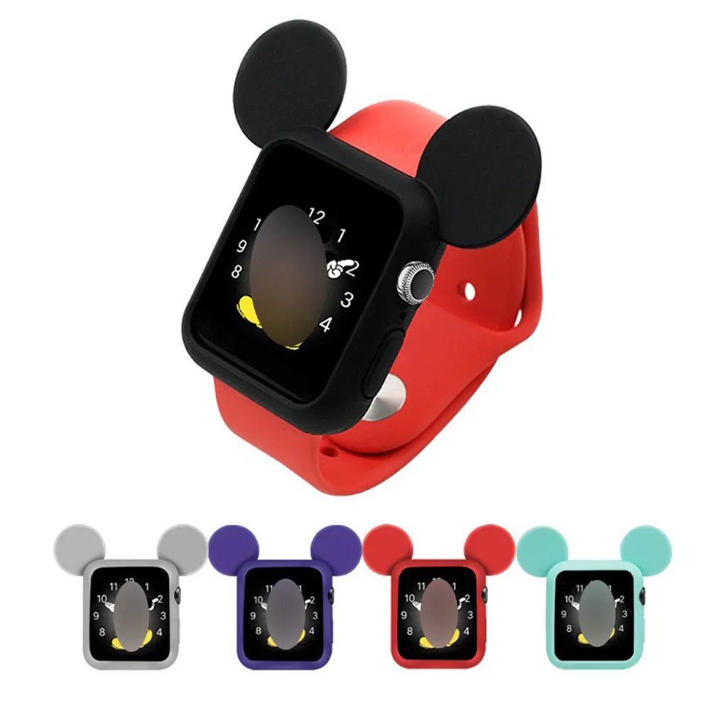 Ücretsiz kargo silikon kapak tampon Minnie Mouse durumda Apple Watch iWatch için ilmek