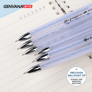 Genvana Nhà Máy Bán Buôn Cung Cấp Tùy Chỉnh Bút Bi 0.5Mm Bán Kim Nip Đen Màu Xanh Mực Văn Phòng Nhựa Bóng Bút - Product Image 4
