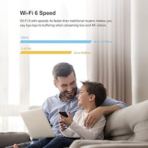 Mercku m6a Wi-Fi 6 Modem lưới bộ định tuyến băng tần kép Gigabit ax1800 Cosmo điều khiển ứng dụng màu đen mới 1 gói bao gồm 3000 sq. FT thêm nhiều hơn - Product Image 4