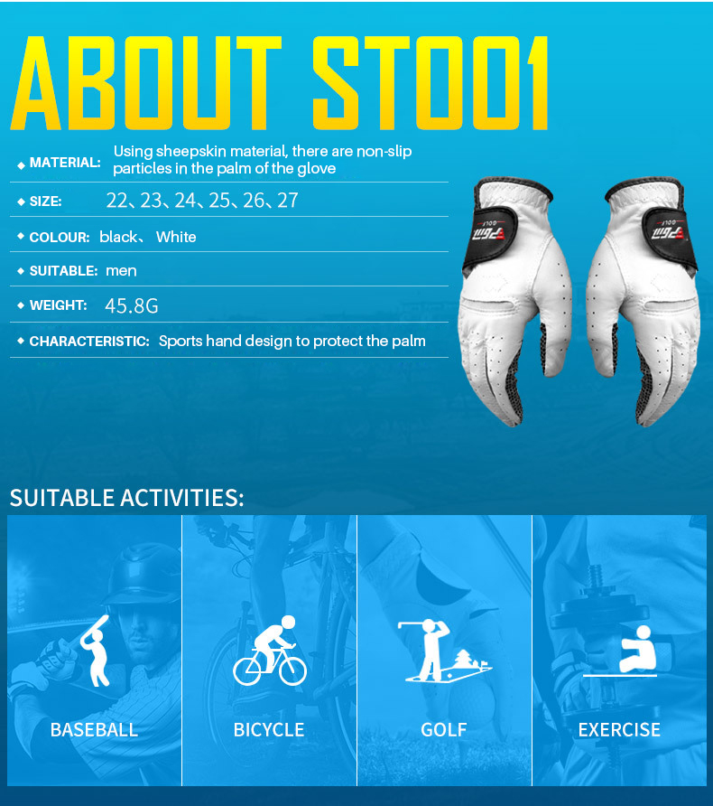 PGM ST001 cabretta leather Sheep Skin anti-slip Golf Glove