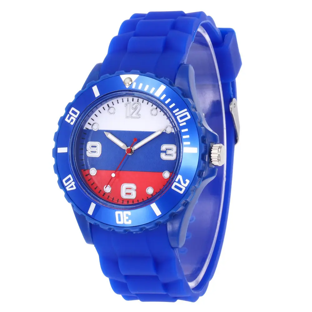 Orologio Da Polso-Reloj de pulsera Neutral de plástico con espejo, correa de silicona, Bandera de varios países, balón de fútbol, nuevo diseño