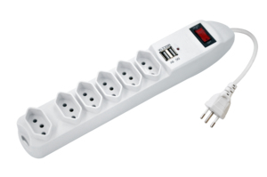 マルチソケットブラジルエクステンションソケット6ウェイスアウトレットスマートプラグ付き3PIN 2P + T 10A 250Vインメトロ証明書バイボルト付き2USB - Product Image 2