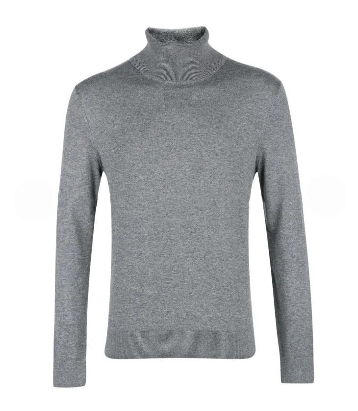 2021 OEM Wholesale High Quality New Fashion Men High Collar Pure Color Long Sleeve Knitwear Pullover Sweater