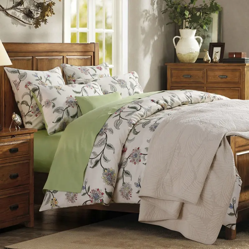 Set copripiumino stampato all'ingrosso lenzuola 100% cotone verde biancheria da letto set biancheria da letto