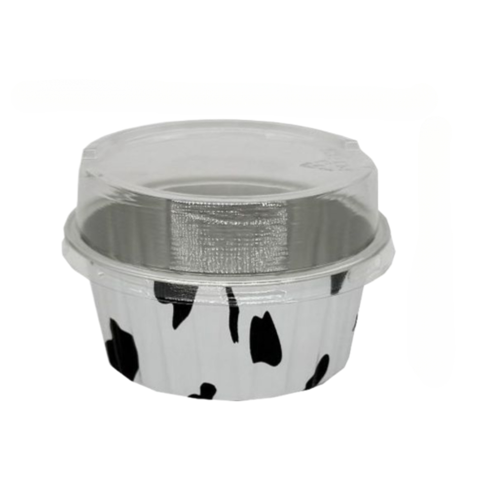 Tasse ronde couleur vache 125ml (10 pièces/ensemble avec couvercle haut pour animaux de compagnie)