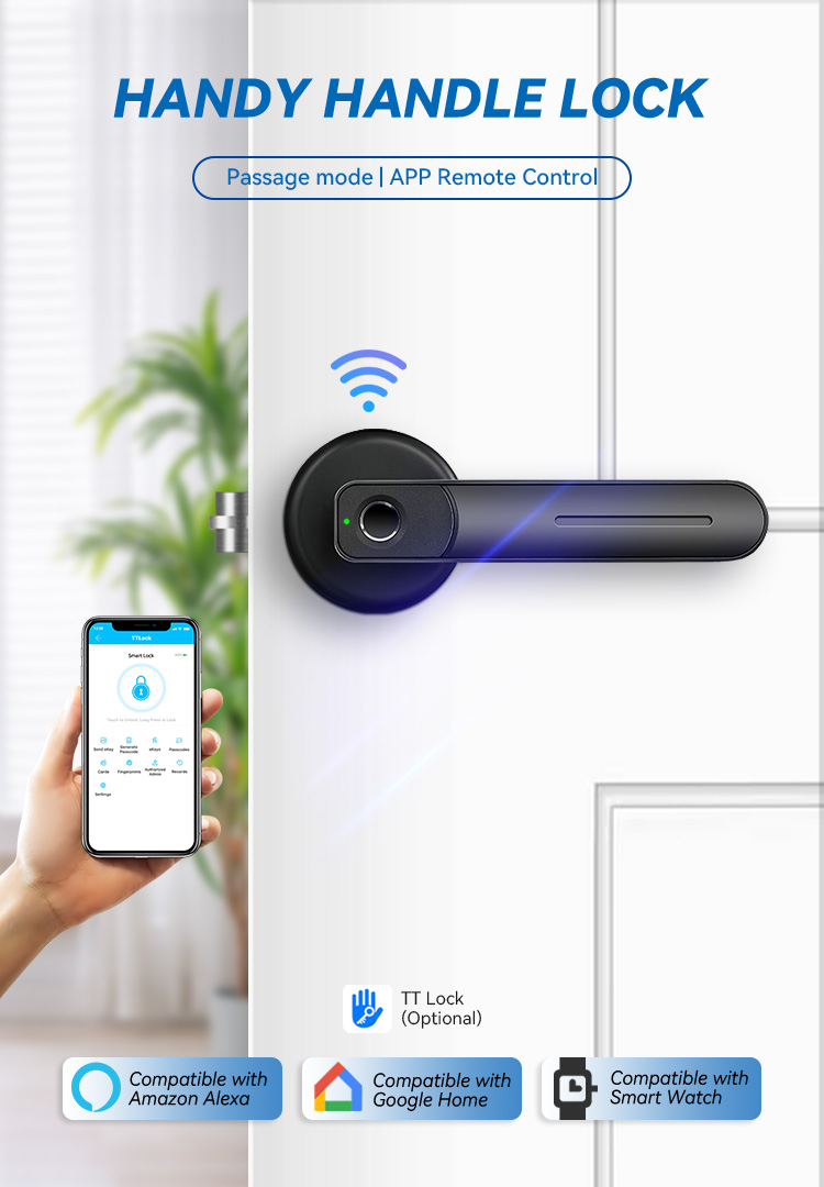 Tediton APP Anti Theft Remote Control Smart Lock Guangdong Lever Magnetic Fingerprint Door Lock