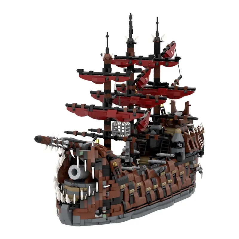 Goldmoc - Conjunto de brinquedos de série colecionável para navio pirata, quebra-cabeça de blocos de construção do Rei arruinado, conjunto de tijolos de puzzle, o jogo final