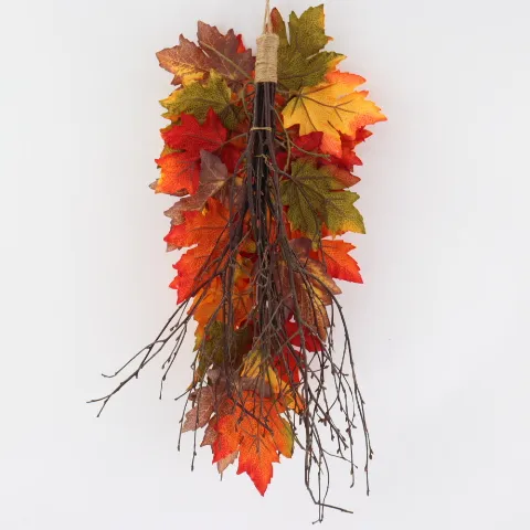 Гирлянда для сбора урожая благодарения на заказ, осенняя Осенняя гирлянда, изготовленная из разноцветных кленовых листьев, материал из ротанга