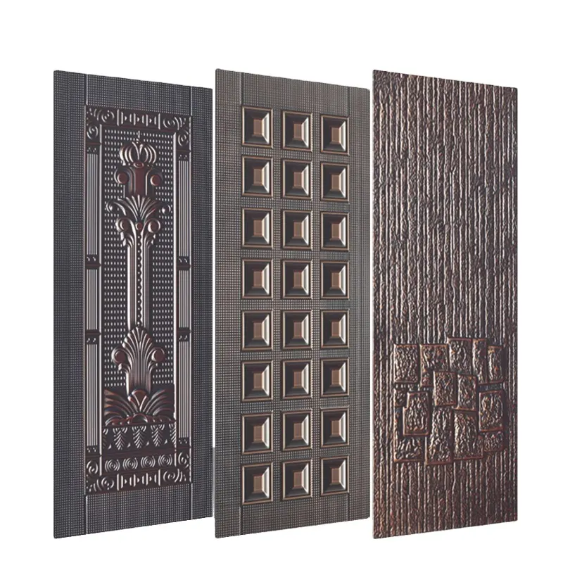 Puerta de Metal laminada en frío para entrada delantera de casa, Panel en relieve, hoja de hierro de acero, Exterior, decoración de entrada principal laminada