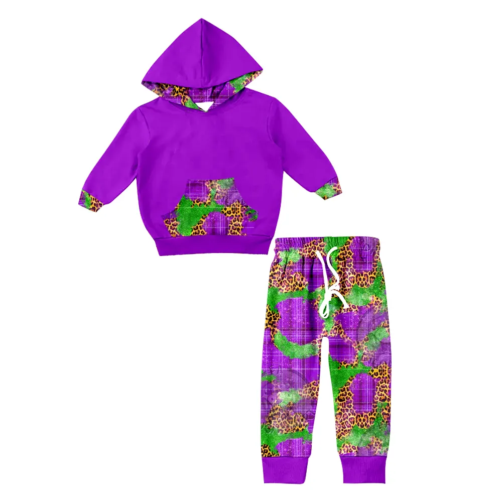 Nuovo design di alta qualità a basso prezzo per bambini abiti 100% cotone viola camicia a maniche lunghe pantaloni vestiti per bambini