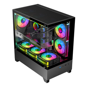 Đen Micro-<span class=keywords><strong>ATX</strong></span> ITX Tempered Glass RGB trường hợp fan hâm mộ USB3.0 giữa tháp chơi game PC máy tính Chassis trường hợp đối với máy tính để bàn - Product Image 1