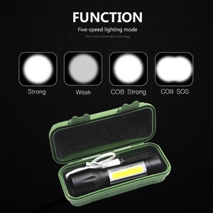 Alüminyum EDC taşınabilir OEM mini led torch USB şarj edilebilir zumlanabilir CE belgesi ile XPE + COB el feneri torch - Product Image 2