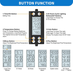 SIROKA 24/7 <strong>Programmable</strong> Fish Tank Aquarium Light With LCD Monitor Thermometer for Aquatic Plants <strong>Memory</strong> Function Cycle 30-120cm - Product Image 2