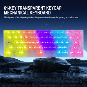 Panel de Metal Personalizado 61 Teclas 65% Teclas Transparentes Teclado Mecánico con Cable N-key Rollover Gaming Teclado Mecánico - Product Image 5