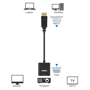 Factory DP <strong>to</strong> <strong>VGA</strong> Adapter <strong>DisplayPort</strong> <strong>to</strong> <strong>VGA</strong> Converter DP Cables Adapter Male <strong>to</strong> Female 1080P for HDTV Monitor MacBook Projector