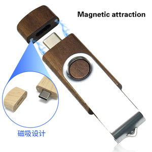 USB C 16g旋转木制竹制USB闪存驱动器定制徽标32g C型高速USB驱动器 - Product Image 4