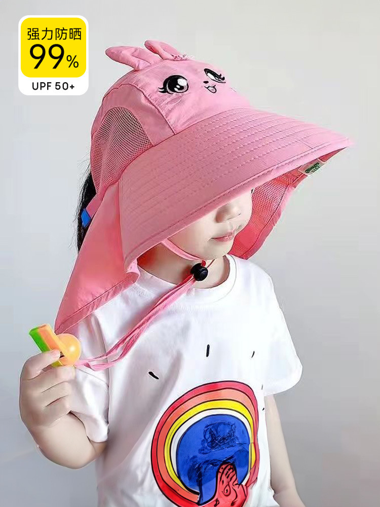 Cappello di protezione solare coniglietto rosa