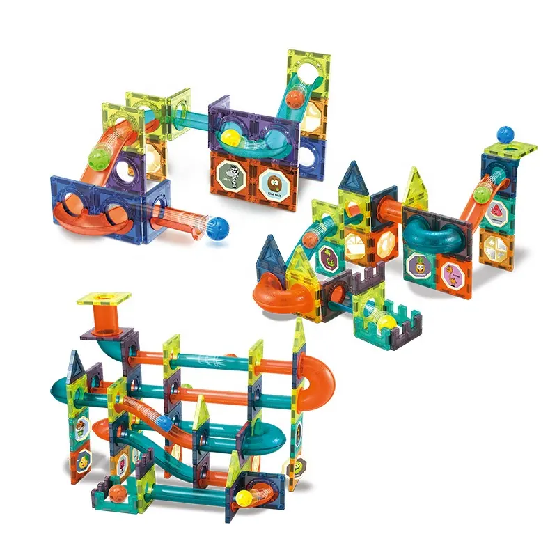 96pcs giocattoli magnetici educativi per bambini track magnet marble run tracking set fai da te assemblato maze race run ball building blocks