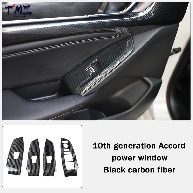 Fibra de Carbono Negra, 4 piezas para elevalunas eléctricos.