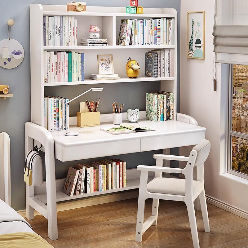 Bureau et chaise en bois massif blanc