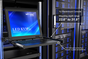 17 "LCD KVM คอนโซล8พอร์ต VGA MT-VIKI 8X1ชั้นวาง KVM คอนโซลลิ้นชักสำหรับ1U แร็ค + สายเคเบิล8แพ็คสวิตช์ KVM LCD - Product Image 4