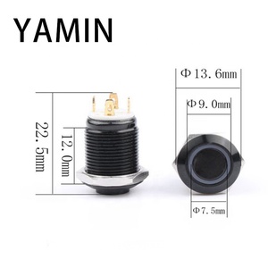 12mm schwarzer Körper Momentan zurücksetzen beleuchtete runde Ring LED-Lampe Power Car Motor PC Power Start Metall Druckknopf schalter