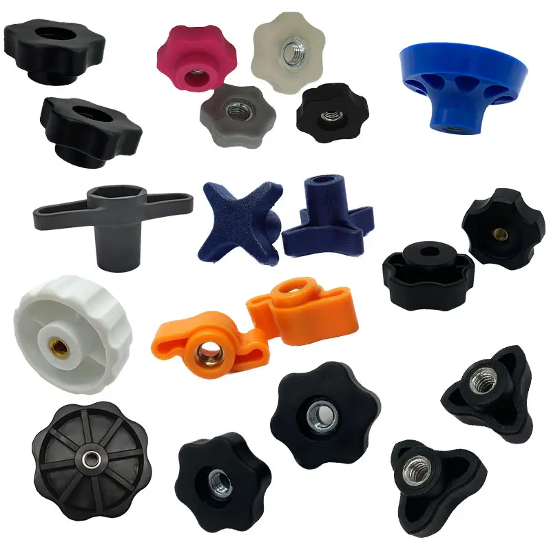 Accessoires de boutons en plastique personnalisés M5 M6 M8 M10 noir serrage pouce moleté fileté étoile poignée bouton de meuble en plastique