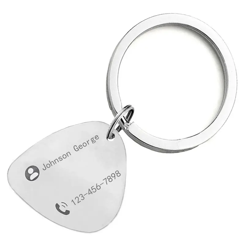 Llavero con logo personalizado para guitarra, soporte para púas de guitarra en blanco