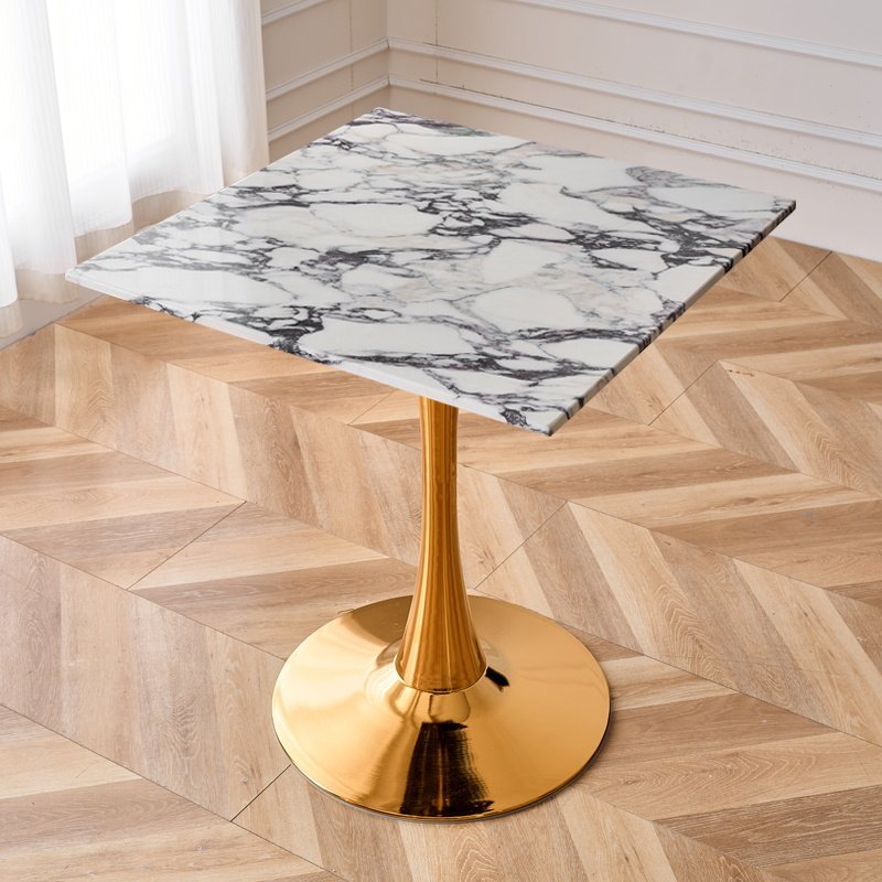 Soporte para cuernos Bulgari, mesa cuadrada blanca, chapado en oro.