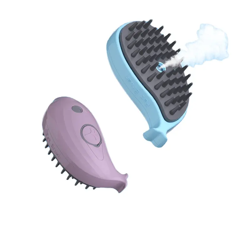New Arrival Whale shaped 3 In1 Spray Steamy Grooming Massage Comb Multifunctional Dog Pet Hair Remover Cat Steam Brush