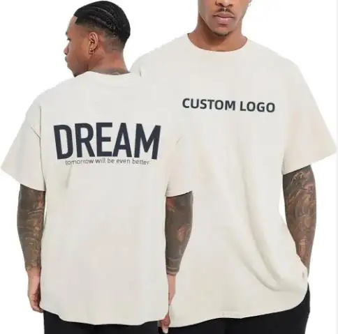 Fabricação camiseta dos homens de alta qualidade streetwear T shirt em branco 250 gsm peso pesado impressão logotipo T shirt para OEM