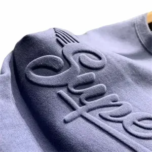 2026 alta calidad personalizado en relieve impreso Logo de gran tamaño gráfico algodón en blanco liso hombres camiseta de gran tamaño ropa de calle para hombres - Product Image 4