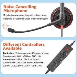 Binaural Wired <strong>Headphones</strong> with Mute Button In-<strong>Line</strong> Controls USB Plug Call Center Headset with X2D-M for Optimal Performance - Product Image 3
