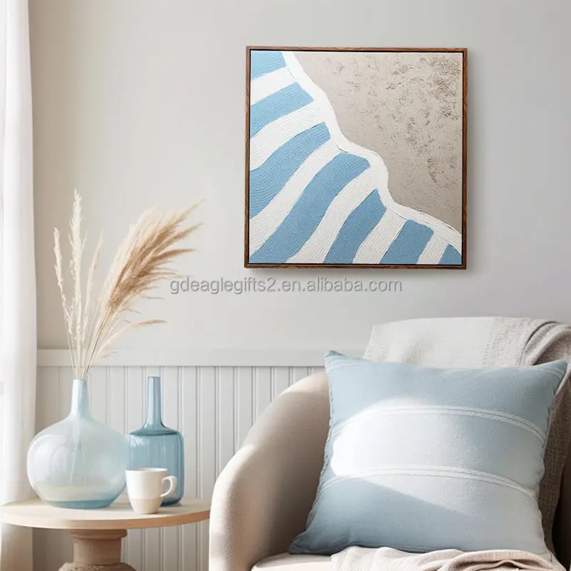 EAGLEGIFTS Seascape Sea Wave Beach enmarcado 3D relieve texturizado pared arte Hotel habitación dormitorio decoración Ideas pintura