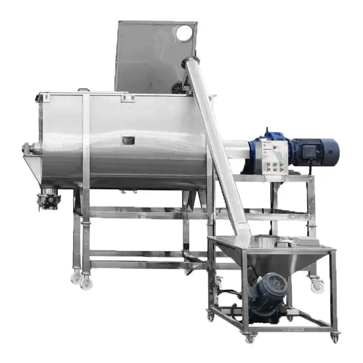 500kg 1 ton capacity powder ribbon mixer machine ss304 horizontal feed concrete horizontal ribbon mixers