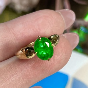 Xinfly 18k纯金戒指，配有1.9克拉天然祖母绿订婚结婚礼物，适合女士派对优雅珠宝 - Product Image 6
